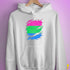 Polysexual Pride Flag Ripped Reveal Hoodie - White